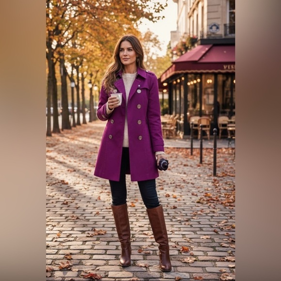 Express Jackets & Blazers - Express Women's Purple Double-Breasted Coat size S